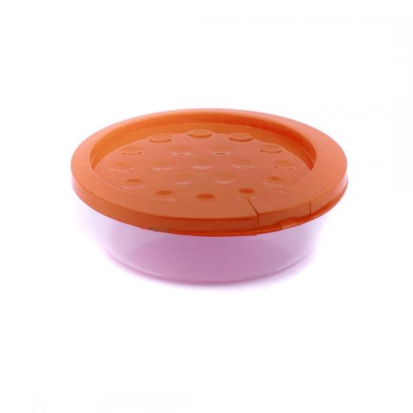 Mikrowellen-Lebensmittelbehälter, rund, 500 ml, orangefarbener Deckel