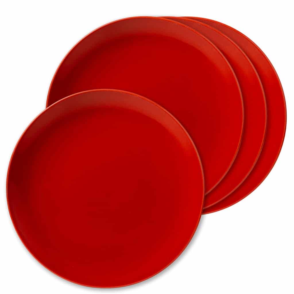 Set mit 4 Speisetellern, Cesiro, rund, 26 cm, glänzendes Rot