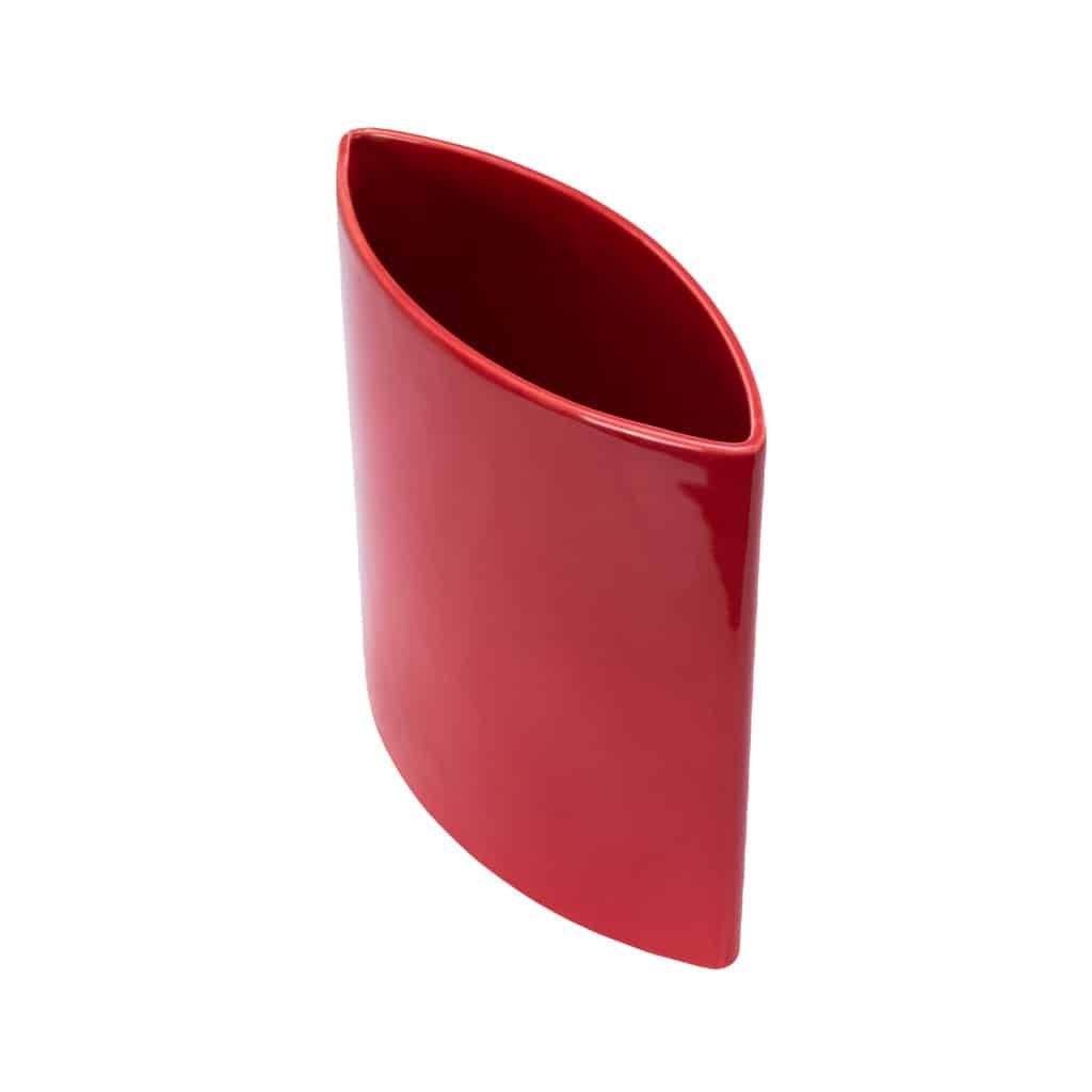 Vase, Oval, 20x8x20 cm, Glänzend Rot
