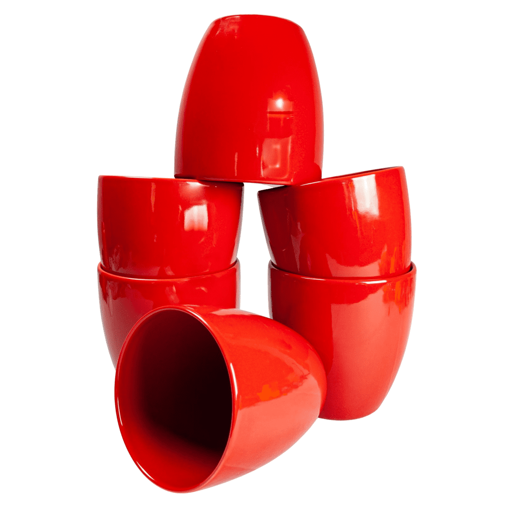 Set aus 6 Vasen, 11,5 cm, glänzendes Rot