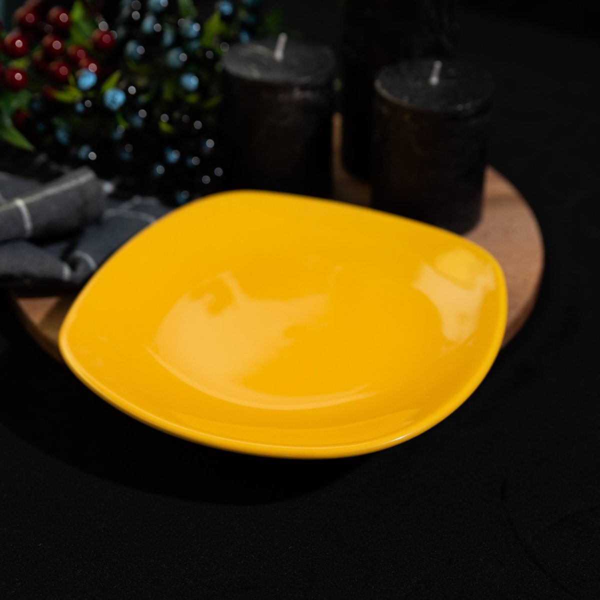 Dessertteller, Cesiro, quadratisch, 20 cm, glänzendes Gelb