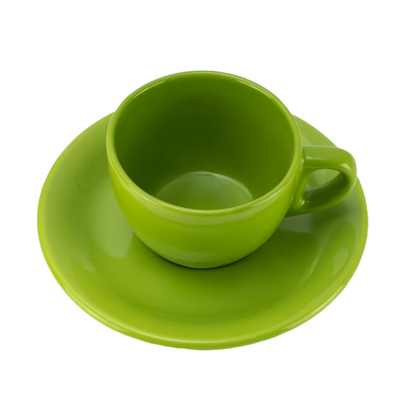 Set 6 Tassen mit Untertasse, 170 ml, Cesiro, Glänzendes Grün