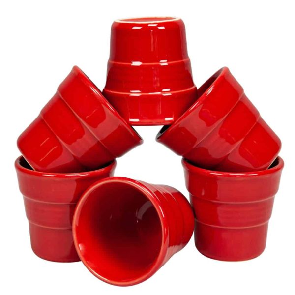 6er-Set Keramikglas, 90 ml, Cesiro, Glänzendes Rot