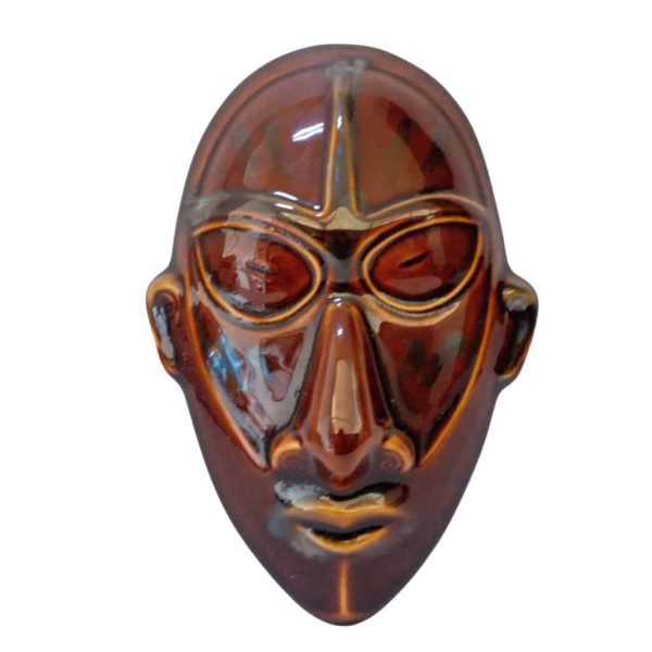 Maske, 25,7 cm x 17,1 cm, glänzendes Braun