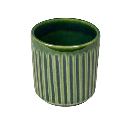Keramikglas, 60 ml, Cesiro, Glänzendes Dunkelgrün mit geprägten Schlieren