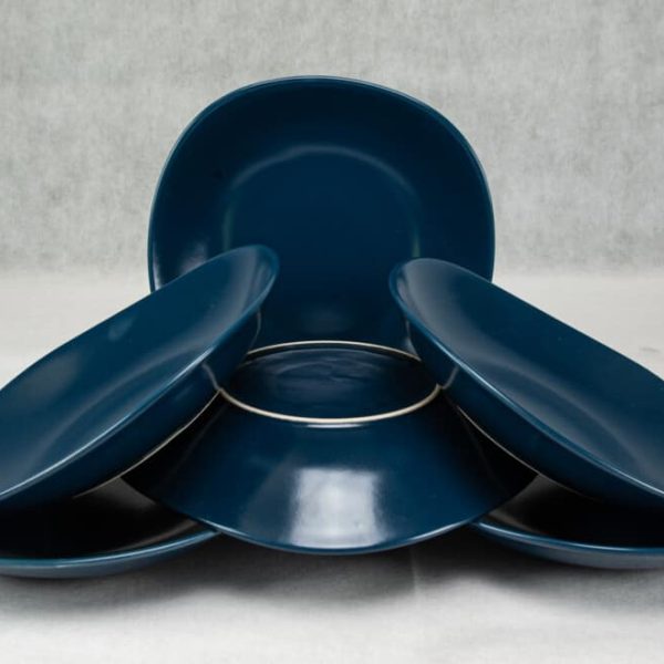 Set aus 6 tiefen Tellern, Cesiro, quadratisch, 23 cm, mattkobaltblau
