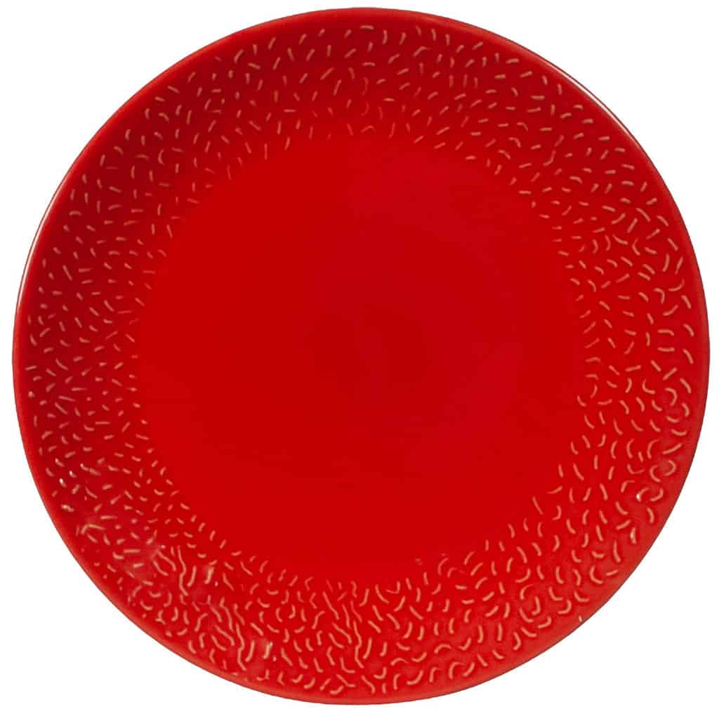 Tafelservice für 6 Personen, 18-teilig, Cesiro, Glänzendes Rot, geprägte Halbkreise