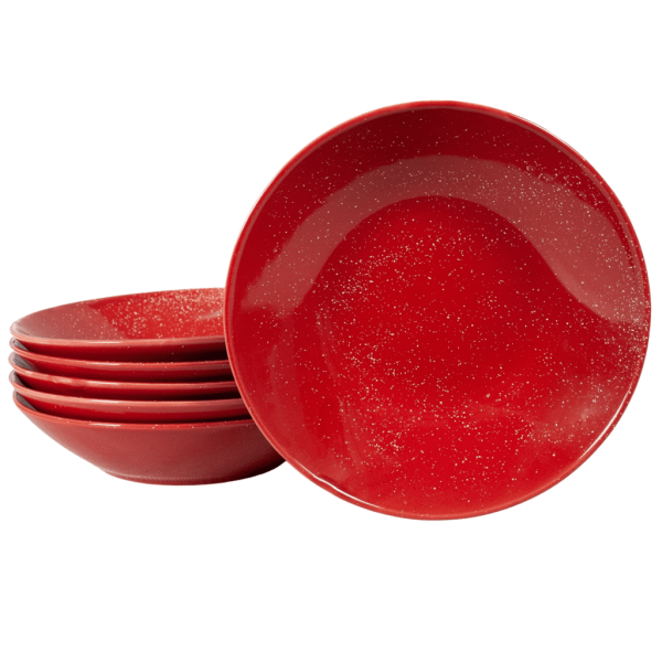 Set aus 6 tiefen Tellern, Cesiro, 21 cm,Rot mit weißen Punkten