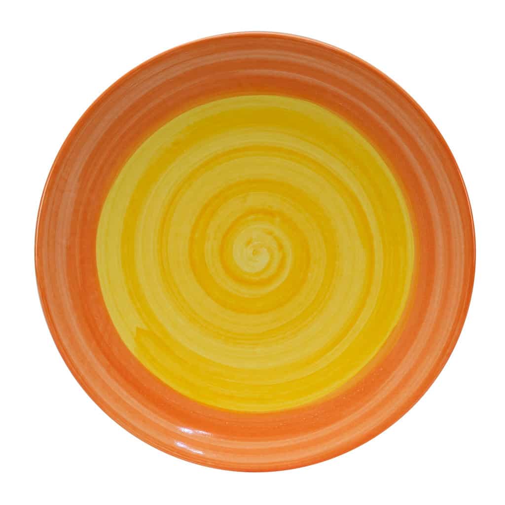 6er Set Cesiro Dessertteller, Cesiro, 20 cm, Weiß mit gelb/oranger Spirale