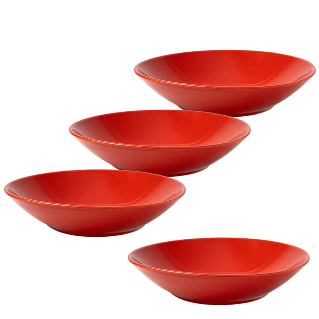 Set mit 4 tiefen Tellern, Cesiro, rund, 21 cm, Glänzendes Rot