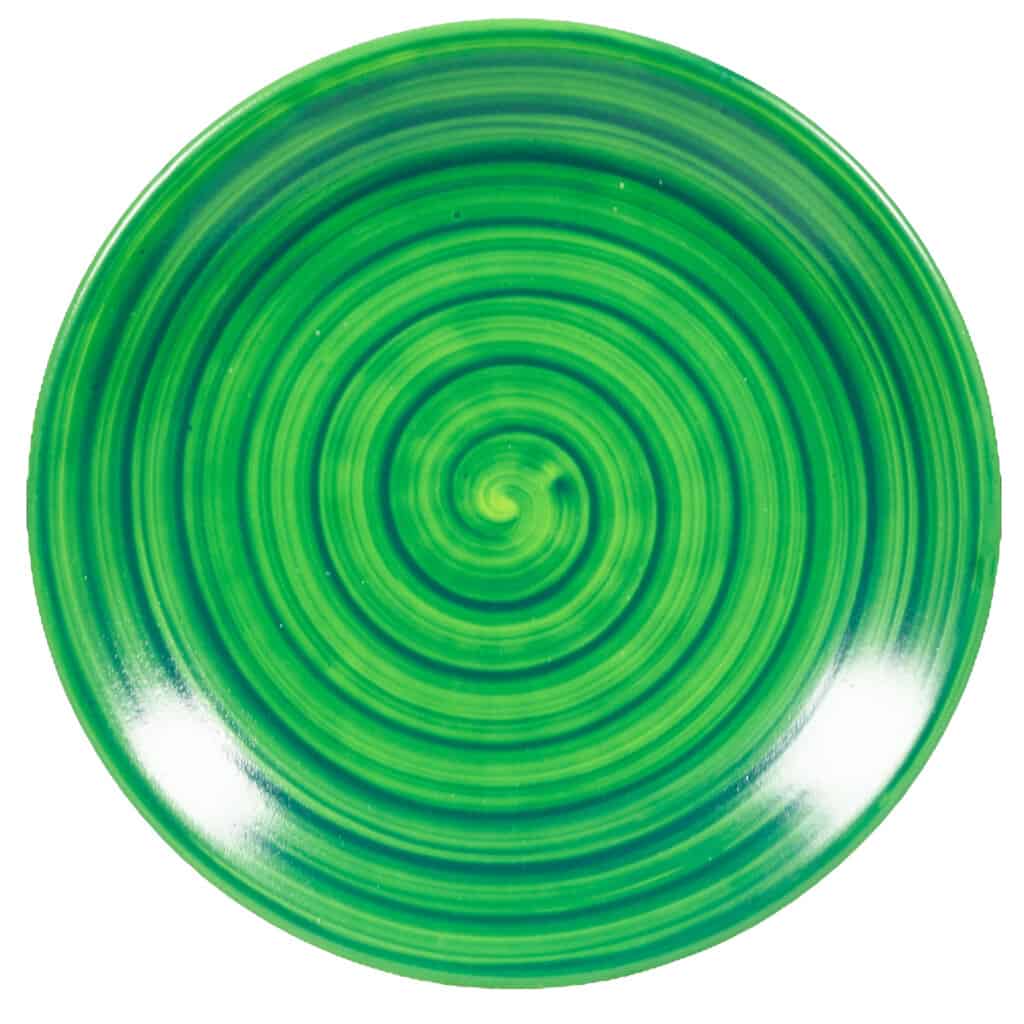 Tafelservice für 6 Personen, 18-teilig, Glänzendes Gelb, verziert mit grüner Spirale
